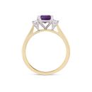 9ct Yellow Gold Natural Amethyst and Lab Grown Diamond Ring