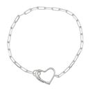 Silver Paperclip Heart Clasp Bracelet 7.5" By Icesia