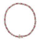 9ct Yellow Gold 0.10ct Brilliant Cut Diamond And Ruby Bracelet 7"