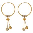 22ct Yellow Gold Orbit Dropper Hoop Earrings