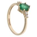 9ct Yellow Gold 0.09ct Diamond and Emerald Ring