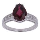 9ct White Gold Garnet and Cubic Zirconia Ring