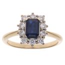 18ct Yellow Gold 0.40ct Brilliant Cut Diamond and Sapphire Cluster Ring