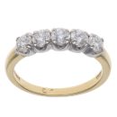 18ct Yellow Gold 0.80ct Brilliant Cut Diamond Five Stone Ring