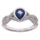 18ct White Gold 0.65ct Brilliant Cut Diamond and Sapphire Ring