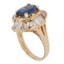 18ct Yellow Gold 1.94ct Baguette Cut Diamond and Sapphire Cluster Ring