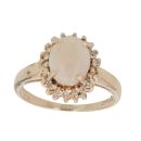 14ct Yellow Gold Opal and Cubic Zirconia Cluster Ring