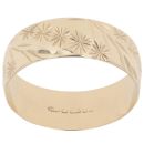 9ct Yellow Gold Patterned Wedding Band 7.5mm