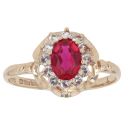 9ct Yellow Gold Ruby and Cubic Zirconia Cluster Ring