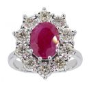 9ct White Gold 1.00ct Diamond And Ruby Cluster Ring