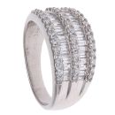 18ct White Gold 1.25ct Brilliant and Baguette Cut Diamond Five Row Ring