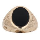 9ct Yellow Gold Onyx Patterned Signet Ring