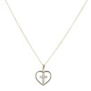 14ct Yellow Gold Children's Cubic Zirconia Cross Heart Pendant and Chain 16"