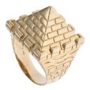 9ct Yellow Gold Patterned Pyramid Ring