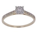 9ct Yellow Gold 0.15ct Brilliant Cut Diamond Cluster Ring