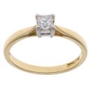 18ct Yellow Gold 0.25ct Princess Cut Diamond Solitaire Ring