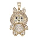 14ct Yellow Gold White Gemstone Bunny Pendant