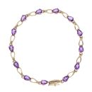 9ct Yellow Gold Amethyst Pear Bracelet 7.5"