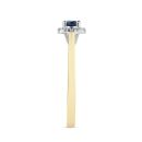9ct Yellow Gold Black Sapphire Diamond Halo Solitaire Ring