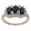 9ct Yellow Gold 0.50ct Brilliant Cut Diamond and Sapphire Cluster Ring