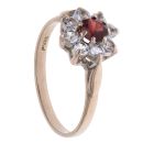 9ct Yellow Gold Garnet and Cubic Zirconia Flower Cluster Ring