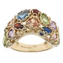 9ct Yellow Gold Multi Gemstone Wishbone Ring