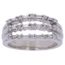 9ct White Gold 0.40ct Brilliant And Baguette Cut Diamond Three Row Ring