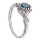 9ct White Gold 0.10ct Diamond And Sapphire Cluster Ring
