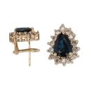 14ct Yellow Gold 0.55ct Brilliant Cut Diamond and Sapphire Cluster Earrings