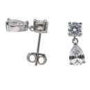 Silver Cubic Zirconia Tear Drop Stud Earrings By Icesia