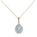 9ct Yellow Gold 0.36cts Diamond And Topaz Pear Cut Pendant And 18" Chain