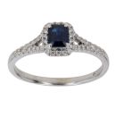 18ct White Gold 0.22ct Brilliant Cut Diamond and Sapphire Cluster Ring