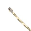14ct Yellow Gold Monaco Curb Classic Cubic Zirconia Pave Lock Bracelet 7.5"