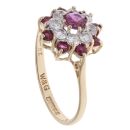 9ct Yellow Gold Cubic Zirconia and Ruby Cluster Ring