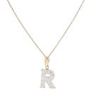 9ct Yellow Gold Cubic Zirconia R Initial Pendant and Belcher Chain 20"