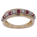 9ct Yellow Gold 0.05ct Diamond and Ruby Half Eternity Ring