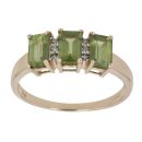 9ct Yellow Gold 0.05ct Diamond And Peridot Three Stone Ring