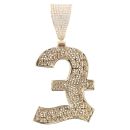 9ct Yellow Gold Cubic Zirconia Pound Sign Pendant