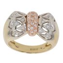 18ct Yellow, White and Rose Gold 0.25ct Diamond Fancy Bow Ring
