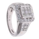 14ct White Gold 1.40ct Brilliant and Princess Cut Diamond Cluster Ring