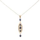 14ct Yellow Gold 0.45ct Diamond And Sapphire Drop Pendant And Chain 16"