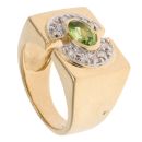 9ct Yellow Gold 0.30ct Diamond and Peridot Signet Ring