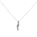 9ct White Gold 0.13cts Diamond And Amethyst Pendant And 16" Chain by Anya Belle
