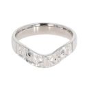 18ct White Gold Patterned Wishbone Ring