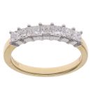 18ct Yellow Gold 0.50ct Princess Cut Diamond Seven Stone Eternity Ring