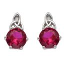 Silver Red Gemstone Celtic Stud Earrings By Icesia