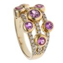 9ct Yellow Gold 0.40ct Brilliant Cut Lab Grown Diamond and Pink Gemstone Fancy Ring