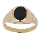 9ct Yellow Gold Onyx Patterned Signet Ring