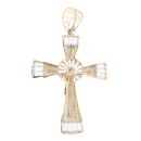 14ct Yellow and White Gold Cubic Zirconia Crucifix Pendant