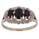9ct Yellow Gold 0.05ct Brilliant Cut Diamond and Sapphire Cluster Ring